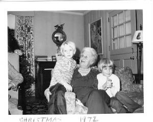 Margaret Strawbridge with Great-great-nephews Henry and Robin White 1972